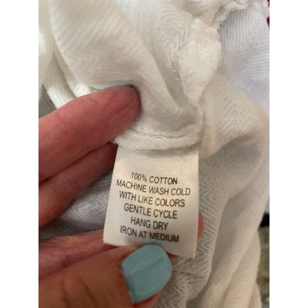 Peruvian Connection 100% Cotton Pleated Peasant Blouse Size 6 White - Picture 4 of 4